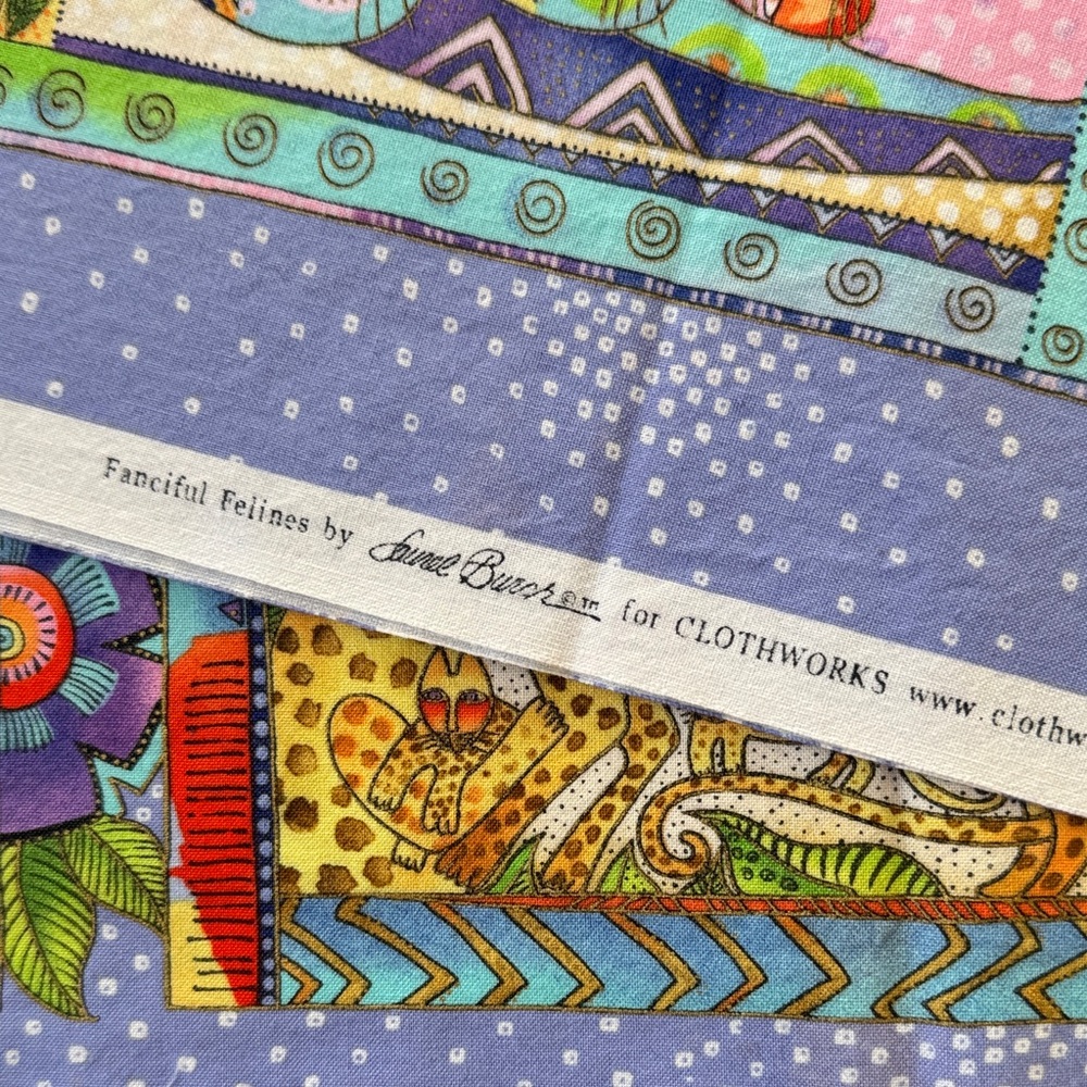 Colorful Cat-Themed 2 panels, Laurel Burch fabric - Picture 3 of 4